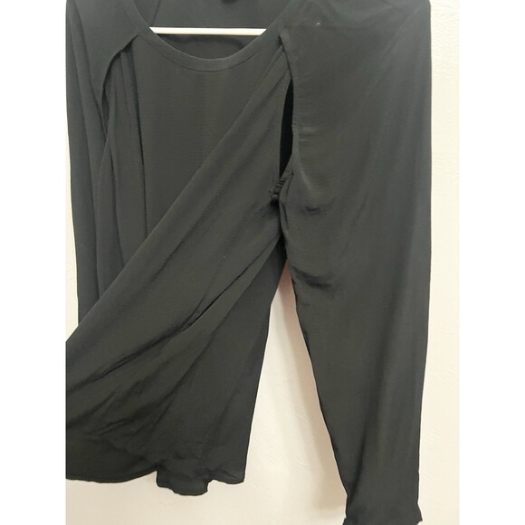 AllSaints Lucas Blouse Vented Shoulder Long Sleeve Blouse Black size Medium Boxy - Picture 9 of 9